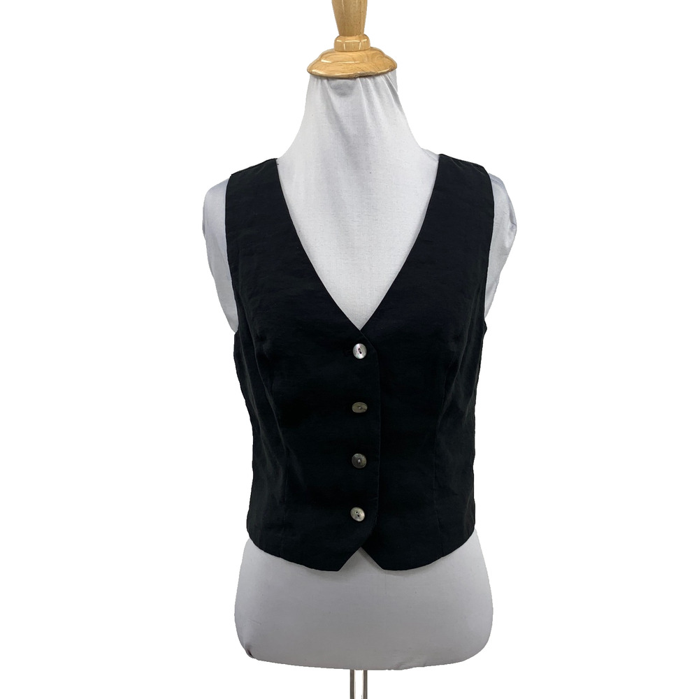Madewell Top Womens 2 Black Katrina Cropped Tailored Vest Softdape V Neck Tank